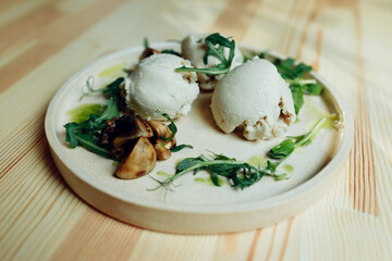 delicious appetizing food on plates