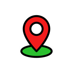 Set of black vector icons, isolated against white background. Flat illustration on a theme location