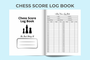 KDP interior chess game score journal. Chess player information and game score tracker interior. KDP interior notebook. Chess game score tracker and information notebook template.