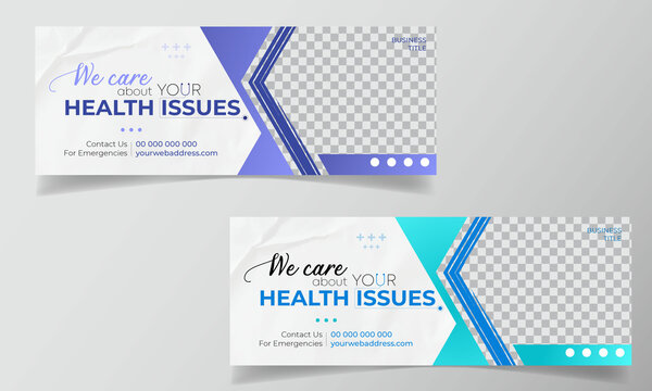 Promotional Medical Health Care Facebook Cover Banner Social Media Post And Web Banner Template