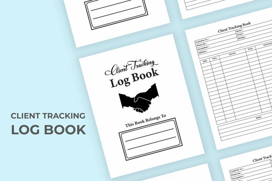 KDP interior client tracking journal. Business client information and service tracking notebook interior. KDP interior logbook. Business and office essential client tracking journal template.