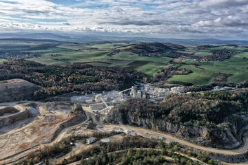 Limestone quarry with factory in the western Bohemia near Koneprusy