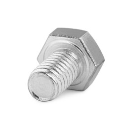 One metal hex bolt isolated on white
