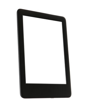 Modern e-book reader with blank screen isolated on white