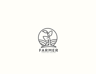 Farmer garden nature logo template