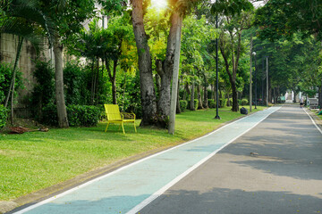 Walkways and bicycle paths in the park. bike path.