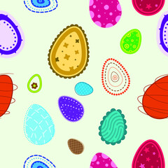 Seamless vector pattern of colorful easter eggs