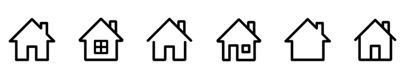 House icons set. Property line symbol. Houses collection. Real estate. Web home flat icon.