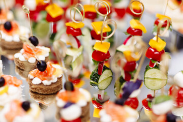 sandwiches tartlets on skewers delicious food snack