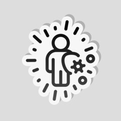 Immune system, antivirus protection, simple medical icon. Linear sticker, white border and simple shadow on gray background