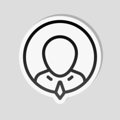 Simple user avatar, admin or member, business icon. Linear sticker, white border and simple shadow on gray background © fokas.pokas