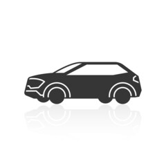solid icons for Car side view and shadow,vector illustrations