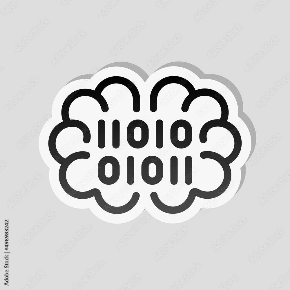 Poster machine learning, artificial intelligence, modern technology, smart analysis. linear sticker, white 