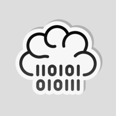 Machine learning, artificial intelligence, modern technology, smart analysis. Linear sticker, white border and simple shadow on gray background