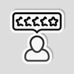 Customer satisfaction, rate of service, client experience, business icon. Linear sticker, white border and simple shadow on gray background