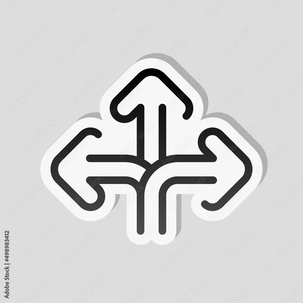 Poster three-way direction, make a choice, 3 arrows pointing in different directions, simple icon. linear s