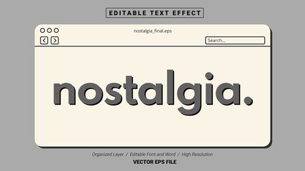 Editable Nostalgia Font. Typography Template Text Effect Style. Lettering Vector Illustration Logo.