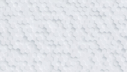 Obraz na płótnie Canvas White hexagon wall, abstract 3D render background - close up