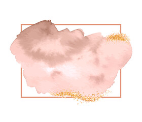 Vector neutral watercolor splash and gold glitter
