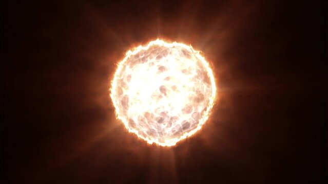 Fire glowing magic sphere on a black background animation.