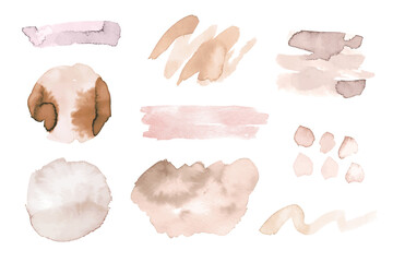 Watercolor neutral splash and brush stroke. Hand painted background - 498989402