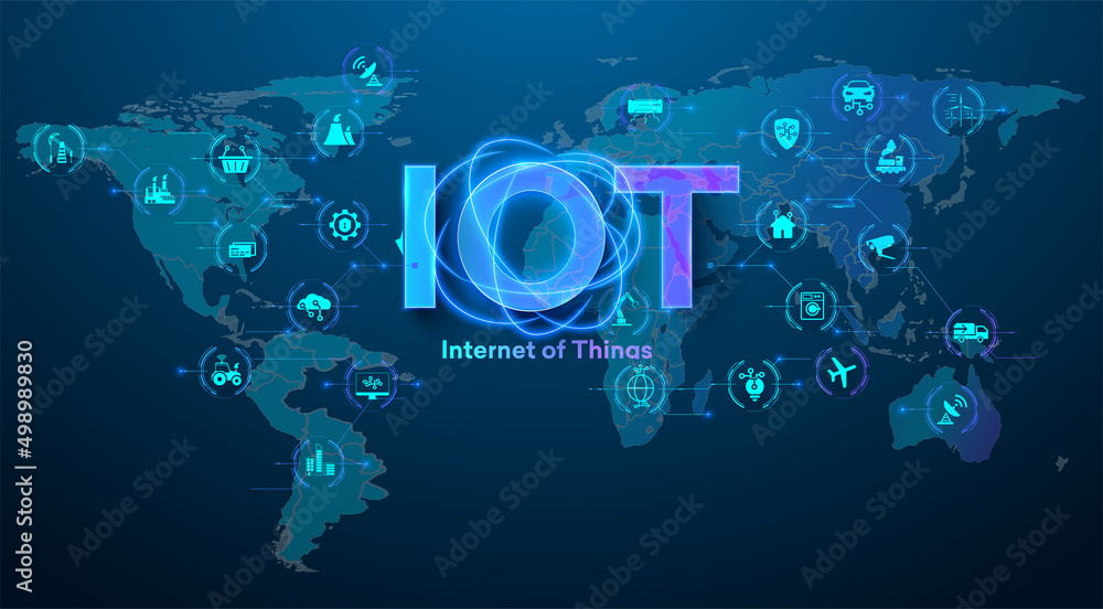 Poster smart city and iot concept. internet of things devices and connectivity concepts on a network. spide