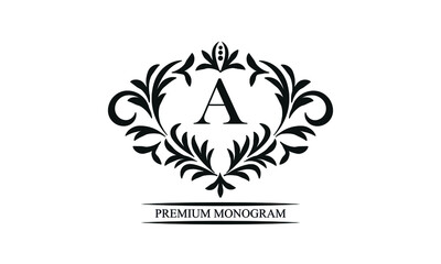 Exquisite monogram template with the initials A. Elegant logo for cafes, bars, restaurants, invitations. Business style and brand of the company.