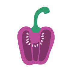 Cute sliced pepper icon. Vector flat hand drawn illustration in cartoon style	
