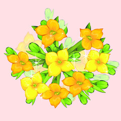 Vector frame of flowers. Vintage floral elements Isolated botanical illustration for a postcard.