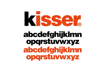 Obraz premium Heavy style alphabet with black and orange letters for chocolate brands. Vector typography illustration