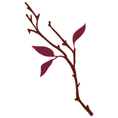Autumn dry branch with leaves. Flat vector graphics.
