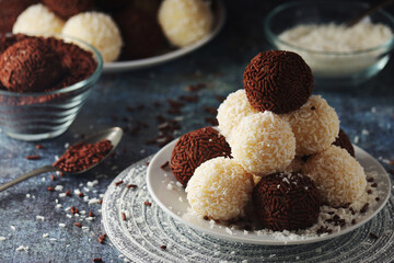 Beijinho and Brigadeiro sweets - national cuisine of Brazil	