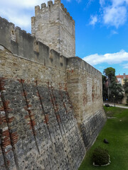 Fototapeta na wymiar Lisbon, Portugal: Saint George Castle stone walls