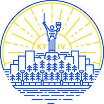Ukrainian linear statue "Motherland" in the city of Kyiv