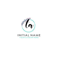 Obraz premium TA Initial letter handwriting and signature logo. Beauty vector initial logo .Fashion boutique floral and botanical