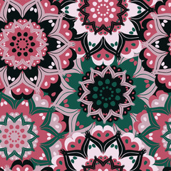 Asian floral seamless pattern, ethnic motif, vector. Good for background, textile, surface decoration and more