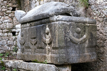 Ancient greek sarcophagus. Olympos, Turkey.