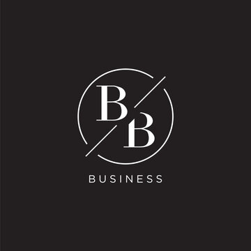 Letter BB logo with simple circle line. Creative look monogram logo design