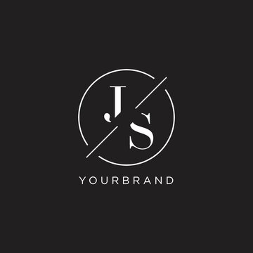 Letter JS logo with simple circle line. Creative look monogram logo design