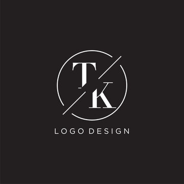 Letter TK logo with simple circle line. Creative look monogram logo design