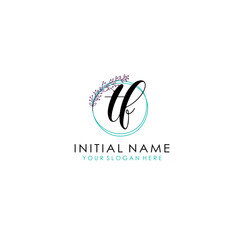 TF Initial letter handwriting and signature logo. Beauty vector initial logo .Fashion  boutique  floral and botanical