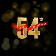 54th Anniversary logotype. Anniversary celebration template design for booklet, leaflet, magazine, brochure poster, banner, web, invitation or greeting card. Vector illustrations.