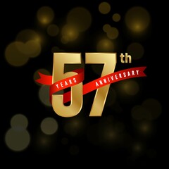 57th Anniversary logotype. Anniversary celebration template design for booklet, leaflet, magazine, brochure poster, banner, web, invitation or greeting card. Vector illustrations.