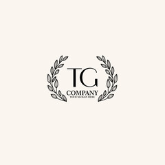 Fototapeta premium TG Beauty vector initial logo art handwriting logo of initial signature, wedding, fashion, jewelry, boutique, floral