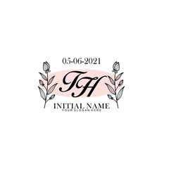 TH Initial letter handwriting and signature logo. Beauty vector initial logo .Fashion  boutique  floral and botanical