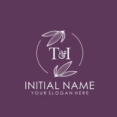 Obraz premium TI Beauty vector initial logo art handwriting logo of initial signature, wedding, fashion, jewelry, boutique, floral