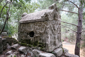 Ancient greek sarcophagus of Alkestis. Olympos, Turkey