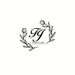 TJ Initial letter handwriting and signature logo. Beauty vector initial logo .Fashion  boutique  floral and botanical