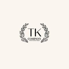 TK Beauty vector initial logo art  handwriting logo of initial signature, wedding, fashion, jewelry, boutique, floral