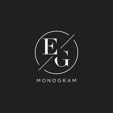 Letter EG logo with simple circle line. Creative look monogram logo design